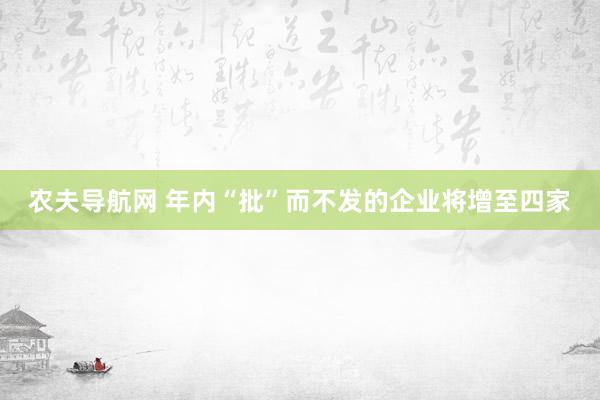 农夫导航网 年内“批”而不发的企业将增至四家