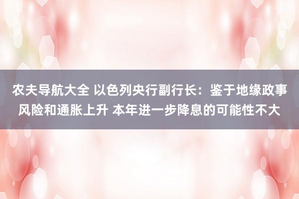 农夫导航大全 以色列央行副行长：鉴于地缘政事风险和通胀上升 本年进一步降息的可能性不大