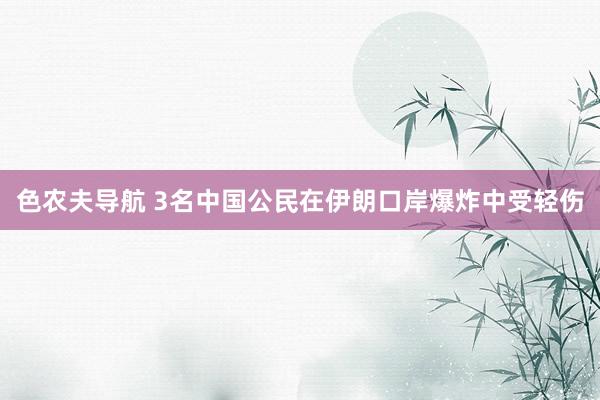 色农夫导航 3名中国公民在伊朗口岸爆炸中受轻伤