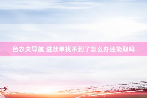 色农夫导航 进款单找不到了怎么办还能取吗