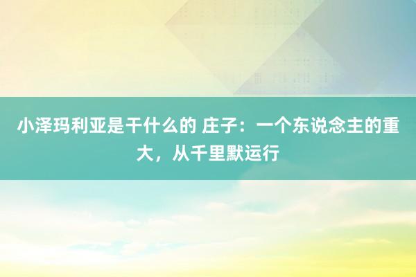 小泽玛利亚是干什么的 庄子：一个东说念主的重大，从千里默运行