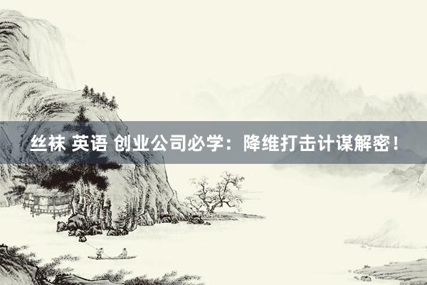 丝袜 英语 创业公司必学：降维打击计谋解密！